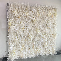 NINI Mur de fleurs artificielles en gypsophile avec pompons, 8 pieds, pour mariages, lieux photo populaires, hôtels, Mur de fleurs 5D, Vente en gros