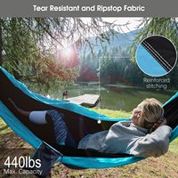 Tenda tempat tidur gantung Kemah luar ruangan portabel, dengan terpal dan jaring nyamuk tali pohon tunggal atau ganda tahan lama