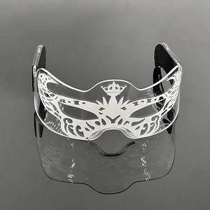 Masker lampu LED warna-warni Pria Wanita masker wajah setengah bercahaya properti konser musik perlengkapan Bar ulang tahun Masker penyamaran pesta - Product Image 6