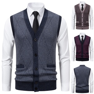 Gilet tricoté <span class=keywords><strong>sans</strong></span> manches décontracté et léger pour <span class=keywords><strong>homme</strong></span> 2026 – Cardigan en maille épaisse à col en V pour <span class=keywords><strong>homme</strong></span> - Product Image 2