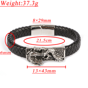 <span class=keywords><strong>Bracelet</strong></span> en cuir véritable avec dragon en <span class=keywords><strong>or</strong></span> 24 <span class=keywords><strong>carats</strong></span>, énergie renforcée, richesse, charme enveloppant, pour hommes - Product Image 3