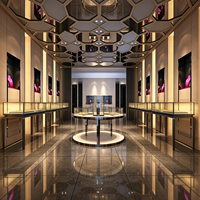 Vitrine de présentation de bijoux haut de gamme et design d'aménagement intérieur de boutique