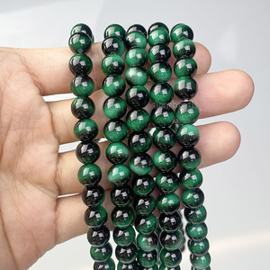 ลูกปัดแก้วเลียนแบบหินตาเสือแบบใหม่ขายส่ง, ลูกปัดแก้วสำหรับทำเครื่องประดับ DIY ขนาด 8 10 12 มม., ความยาว 36 ซม. 14 นิ้วต่อเส้น - Product Image 4