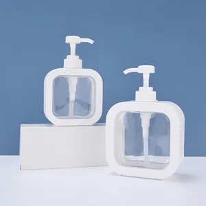 Bottiglia di pompa per lozione in plastica PET quadrata da 300ml in vendita calda da 500ml