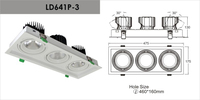 Luminaire encastré carré triple rotatif pour comptoir de café et buffet, éclairage mural intérieur symétrique et chaleureux