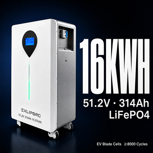 Sistema de Almacenamiento de Energía Residencial de 16 kWh, 51.2V 314Ah, Celdas LiFePO4 EV Blade, BMS Inteligente, Monitor con WiFi y Bluetooth - Product Image 1