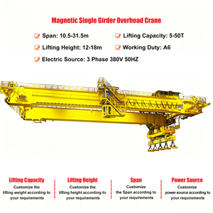 Pont roulant magnétique robuste à double <span class=keywords><strong>poutre</strong></span> A6 pour travaux lourds, capacité 5T, 20T, 30T, 50T, pour la construction - Product Image 2