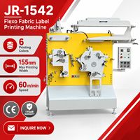 Imprimante flexographique JR-1542 pour étiquettes textiles, rubans, 6 couleurs, largeur 155 mm, équipement d'impression pour rubans en satin et coton, CE