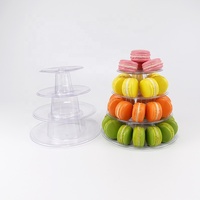 Support à macarons à 4 niveaux en plastique PET transparent, présentoir à desserts pour fêtes et événements