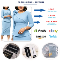 Robes d'automne tendance D3381 pour femmes, robes décontractées élégantes à col rond et manches 3/4, robes de bureau pour femmes, robe d'église pour femmes avec fleurs 3D