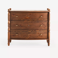 Commode moderne vintage en bois noir avec 3 tiroirs Commode marron de style américain