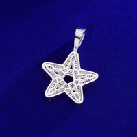 Pendentif en argent 925 avec moissanite ronde taille brillant, style hip-hop, pour femmes et hommes