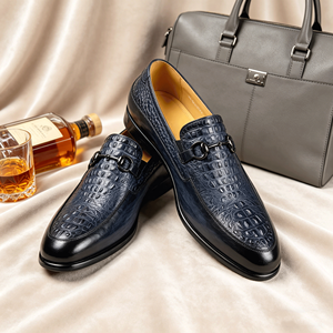 Mocassins pour hommes en cuir gaufré façon croco, style business décontracté, chaussures habillées en cuir formelles, pointures européennes : <span class=keywords><strong>39</strong></span> à 46 - Product Image 2