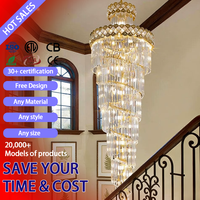 DUOMEIJU Lustre LED en cristal chromé de style luxueux, grande taille, pour la maison et le bureau, hauteur réglable, or, simple, moderne, forme allongée