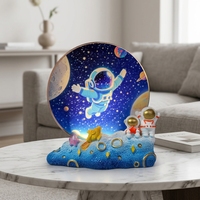 Lampe LED 3D en résine gravée avec base en forme de lune, alimentation USB, pour cadeau personnalisé, taille moyenne, pour salon