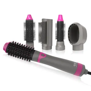 Multi-function Hair Styling Tool Set Hot Air Comb 5 in 1 Set Hot Air Brush Interchangeable Rotating Hair Straightener