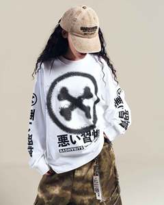 เสื้อยืดแขนยาววาชู พรีเมียม คอตตอนหวีพิเศษ ทรงหลวม สตรีทแวร์สำหรับผู้หญิง พร้อมลายพิมพ์ซิลค์สกรีน - Product Image 4