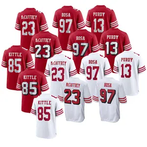 Christian McCaffrey 23 San Francisco Jerseys 85 Kittle 97 Bosa 13 Purdy Stitched VP Limited Jersey Football Game Jerseys -Red