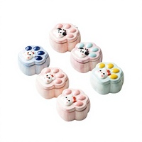 Boîte de rangement pour bijoux en forme de patte de chat de dessin animé avec couvercle, délicate décoration de bureau en céramique et cadeau