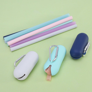 Foldable Silicone <b>Straws</b> <b>Reusable</b> Portable Milk Tea <b>Straws</b> Easy To Clean Straight Pipe W6 Small Plus Max Size - Product Image 2