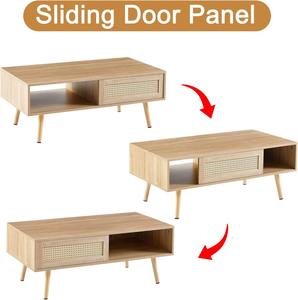 Set di Mobili per Soggiorno in Stile Moderno: Tavolino da Caffè, Mobile TV e Tavolino Laterale in Rattan e Legno, Fornitore di Fabbrica - Product Image 2