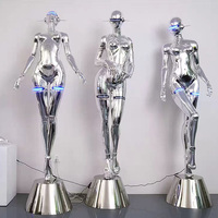 Sculpture d'art 3D personnalisée, portrait, électroplaqué, figurines de robots féminins, sculptures en fibre de verre avec lumières