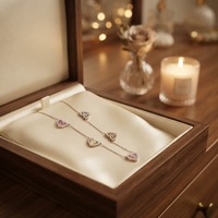 Nouveau collier tendance en argent sterling 925 avec pendentif magnétique personnalisé en forme de cœur rose en zircon et trèfle à quatre feuilles