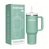 Gobelet isotherme personnalisé en acier inoxydable à double paroi de 40 oz avec paille et poignée, sans BPA, anti-déversement, maintien thermique 12-24h
