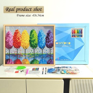 Kit de Peinture Diamant Encadrée Paysage Arbres Arc-en-ciel, Perles Rondes, Imprimé 5D, Décoration Murale Scénique DIY - Product Image 2