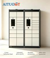 Stok Tersedia Premium Smart Parcel Locker PC All-in-one Kelas Industri OEM Storage Locker Kabinet 1.2mm Software Backend API/SDK