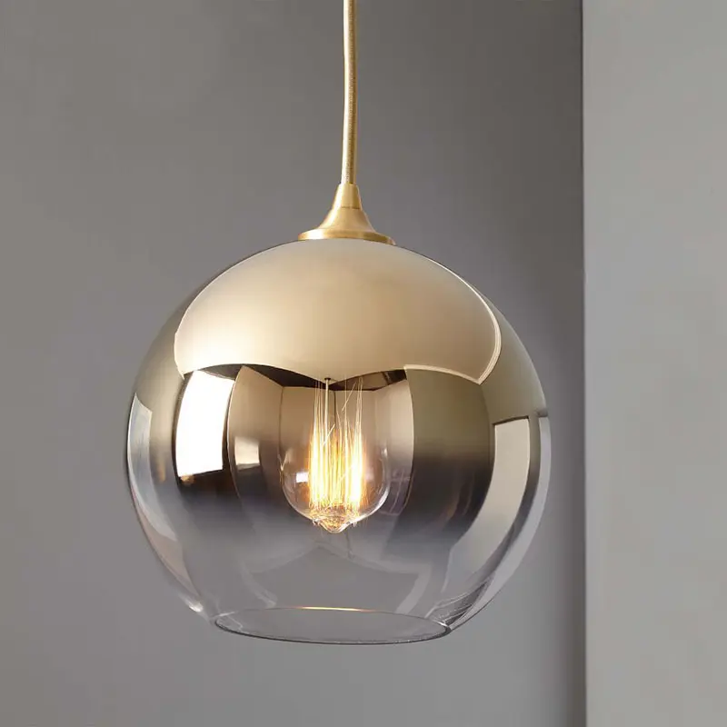 E27 Hanging Lamp Nordic Modern Glass Led Pendant Lights Gold for Kitchen Hotel Restaurant Luxury 220v Contemporary 75 70 10 Pcs