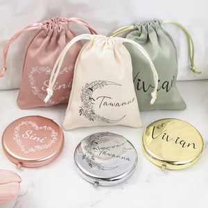 Customize Personalized Bride Bridesmaid Names, Dates, Wedding Souvenirs Makeup Pocket Double-sided Folding Mirror