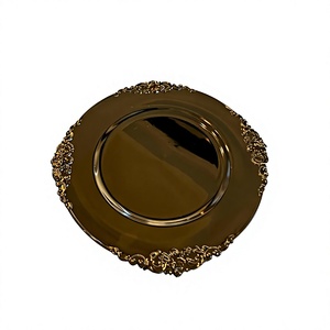 Plato de lujo para decoración de mesa de boda, apto para alimentos, de alta calidad, color dorado. - Product Image 1