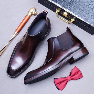 รองเท้าผู้ชายสไตล์เรโทรลำลอง ทำมือ ทรงเหลี่ยม ทันสมัย หนังขัดเงา แบบผูกเชือก น้ำหนักเบา ระบายอากาศได้ดี พื้นยางกันลื่น สไตล์อังกฤษ - Product Image 5