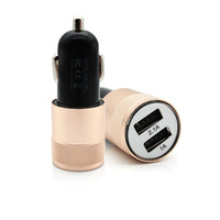 Petit chargeur de voiture en acier, double USB, en alliage d'aluminium, 2.1A