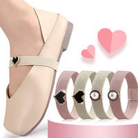 Nouveaux lacets élastiques pour enfants, sangle de chaussure sans installation, anti-dérapement du talon, boucle en forme de cœur et perle, bande de fixation pour chaussures paresseuses pour enfants