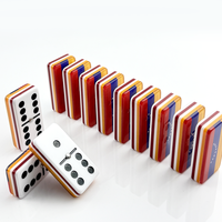 Dominos en résine acrylique personnalisés OEM avec drapeau national, 55 pièces, jetons de dominos multicouches adhésifs pour divertissement en club