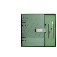 Cadeau VIP personnalisé : Clé USB avec boîte de luxe, agenda 2026, carnet en cuir PU bleu foncé A5 avec stylos, bloc-notes et gourde