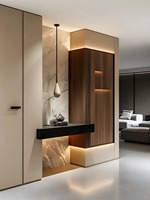 Bureau de rangement encastré moderne à LED, style européen, écologique, résistant à l'humidité, fixation murale, personnalisation complète pour villa et salle à manger