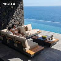 Moderno al aire libre de madera de teca Patio Jardín Set Mejor Nuevo Estilo Sofá Set para Hoteles Villas Parques Patios Salones
