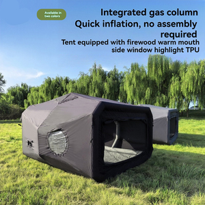 Tienda de campaña inflable de tela Oxford para camping en exteriores, resistente al viento, con columna de aire engrosada y apertura para estufa, apta para todas las estaciones. - Product Image 6