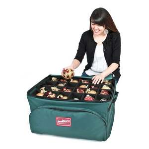 <b>Christmas</b> Holiday Wrapping Paper Storage Organizer Bag with Clear Window Living Room Applicable Convenient Handles and Pocket - Product Image 1