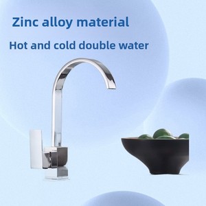 Copper <strong>Square</strong> Mixed Water Sink Faucet Single-Handle Kitchen Faucet with Rotatable Vegetable Washing Basin Hot Cold Water <strong>Tap</strong> - Product Image 3