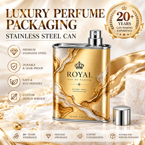 Flacon de parfum rectangulaire en acier inoxydable de luxe, vaporisateur métallique, emballage de parfum personnalisé imprimé - Product Image 1