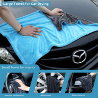 Ensemble de serviettes de voiture en microfibre de polyester doux de luxe - Serviette à séchage rapide et écologique pour le detailing et le lavage de voiture