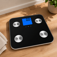 Balance de salle de bain numérique pour le poids corporel, 180 kg, en verre trempé, balance électronique avec écran LCD inversé