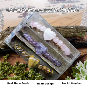 Elegant Harmony <b>Love</b> Jewelry Natural Stone 6mm Trendy Unisex Heart Bead Bracelet for Valentine's Day - Product Image 2