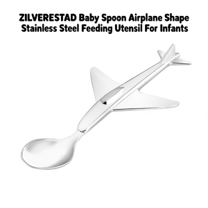 ZILVERSTAD Cuillère pour bébé en forme d'avion, ustensile d'alimentation en acier inoxydable pour nourrissons - Product Image 2