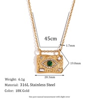 Collier Pendentif Yeux en Zircon Style Européen et Américain, Luxe Léger, en Acier Titane Plaqué Or, Ensemble de Bijoux pour le Bureau/Carrière