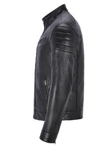 Veste en cuir Nappa noir véritable sur mesure pour homme avec détails en fourrure blanche, fermeture éclair YKK de qualité supérieure, marque privée OEM - Product Image 3